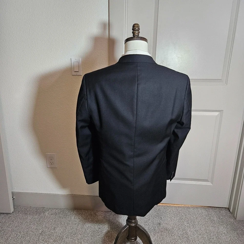 Boss Hugo Boss 40R 100% Wool Blazer Suit Jacket Men Textured Black - Please Read
